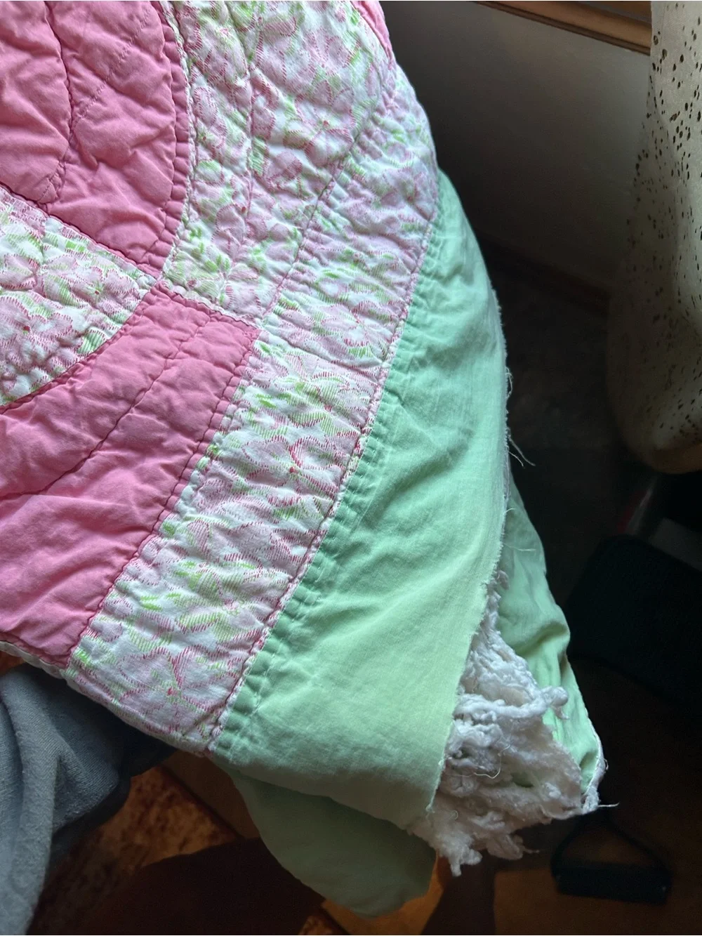 Pink Floral vintage handmade  Quilt - Home Bedding